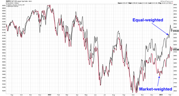 Equal-weighted market-weighted